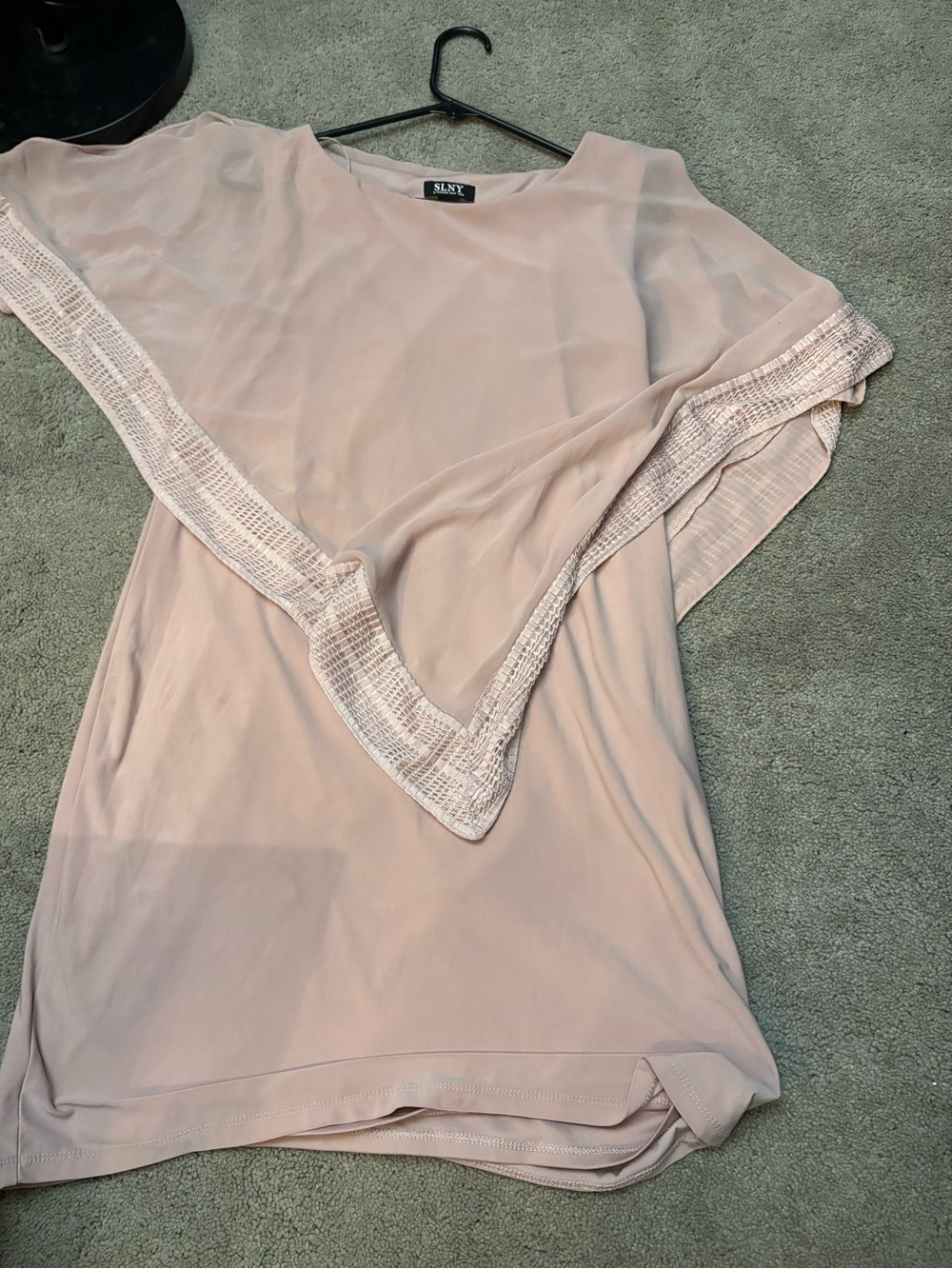 SLNY Dusty Blush Sheer Poncho Overlay Top